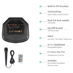 BOXA PORTABILA 2X8" 65W RMS BT/FM/AUX - Img 13