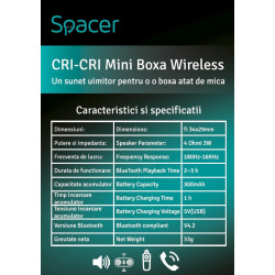 BOXA SPACER portabila bluetooth - SPB-Cri-Cri-RED - Img 4