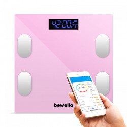 Cantar inteligent - 180 kg - baterie - sticla - roz - Img 1