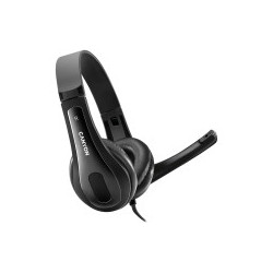 CANYON CHSU-1 basic PC headset with microphone, USB plug, leather pads, Flat cable length 2.0m, 160*60*160mm, 0.13kg, Black;