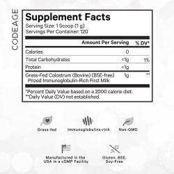 Codeage Bovine Colostrum Powder Unflavored Immunoglobulin Rich, Colostru Bovin Cu Imunoglobuline Pentru Imunitate Si Digestie Fara Aroma, 120g - Img 11