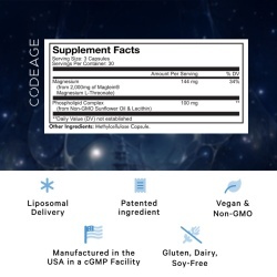 Codeage Liposomal Magnesium L-threonate, Magneziu L-treonat Liposomal Cu Fosfolipide - Formula Avansata Pentru Absorbtie Superioara, 90 Cps - Img 2