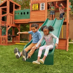 Complex de joaca din lemn Odyssey cu 3 tobogane si leagane 2 in 1 Kidkraft - Img 4