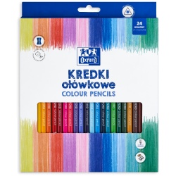 CREIOANE COLORATE OXFORD, VARF 3MM, TRIUNGHIULARE, SET 24 + ASCUTITOARE, INCLUDE AURIU, IN CUTIE DE CARTON
