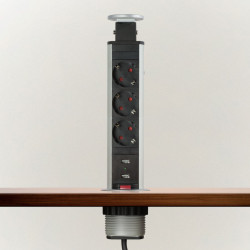 Distribuitor 3 prize camuflat în mobilier, USB- metalizat-satinat - Img 2