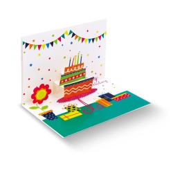 Felicitare POP-UP zi de nastere, cu modele asortate cu detalii aurii pe exteriorul felicitarii - 11.5 x 17 cm (48 buc/display) - Img 3
