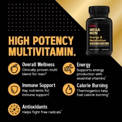 Gnc Mega Men Energy & Metabolism, Complex De Multivitamine Pentru Barbati, Energie Si Metabolism, 180 Tb - Img 3