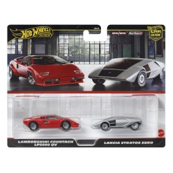 HOT WHEELS PREMIUM SET 2 MASINUTE METALICE LAMBORGHINI COUNTACH LP5000 QV SI LANCIA STRATOS ZERO SCARA 1:64 - Img 1