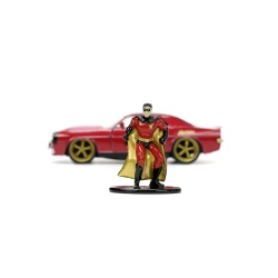 JADA BATMAN SET FIGURINA ROBIN SI MASINUTA METALICA CHEVROLET CAMARO 1967 SCARA 1:32 - Img 6