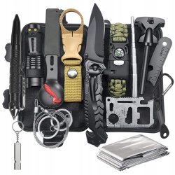 Kit complet de supravieturire 18-in-1 piese pentru camping, calatorii, offroad, ATV, SSV