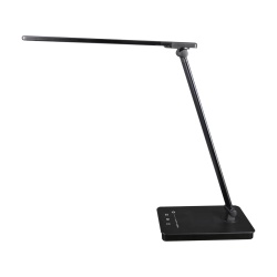 LAMPA UNILUX LED NOVY, PLIABILA, COMPACTA SI PRACTICA, TEHNOLOGIE LED DE ULTIMA GENERATIE, CAP ROTATIV, BRAT AJUSTABIL, BAZA PIVOTANTA, CONTROL TACTIL, TIMER, 2 PORTURI USB, BRAT DIN ALUMINIU, CULOARE NEGRU