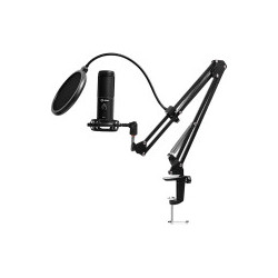 LORGAR Voicer 931, Gaming Microphone, Black, USB condenser microphone with boom arm stand, pop filter, tripod stand. including 1* microphone, 1*Boom Arm Stand with C-clamp, 1*shock mount, 1*pop filter, 1*windscreen cap, 1*2.5m type-C USB cable, 1* Extra t