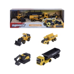 MAJORETTE SET 4 UTILAJE METALICE VOLVO CONSTRUCTION 7.5CM