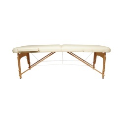 Masa de masaj pliabila, 2 zone, cadru lemn, spuma 5cm, inaltime 55-76cm, piele ecologica, dimensiuni 60x213cm, culoare Crem - Img 4