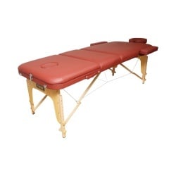 Masa de masaj pliabila, 3 zone, cadru lemn, spuma 5cm, inaltime 55-76cm, piele ecologica, dimensiuni 60x213cm, culoare Burgundy - Img 5