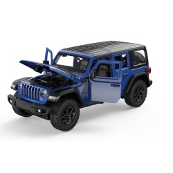 MASINUTA METALICA JEEP WRANGLER RUBICON 4XE ALBASTRU CU SCARA 1 LA 32