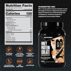 Nutrabio Whey Protein Isolate Cinnamon Sugar Donut, Izolat De Proteina Din Zer Cu Aroma De Gogosi Cu Scortisoara Si Zahar, 907g - Img 7