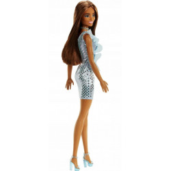 Papusa barbie tinute stralucitoare satena cu rochita blue - Img 3