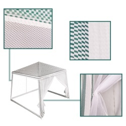 Pavilion de gradina, cort pentru petreceri, foișor cu plasa de tantari, culoare alb/verde, dimensiune 3 x 3 m - Img 5