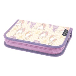 PENAR NEECHIPAT CU 1 CLAPA, FERMOAR ASCUNS, INTERIOR TEXTIL, DIMENSIUNE 13.5 X 19.5 X 3 CM, MOTIV UNICORN