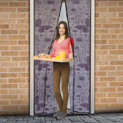 Perdea anti-ţânţari pt. uşi cu închidere magnetică 100 x 210 cm, Model fluturi violeţi - Img 1