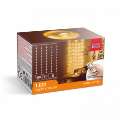 Perdea luminoasă - 100 micro-LEDuri - alb cald - 3 x 1 m - 230V - cu telecomandă - Img 4