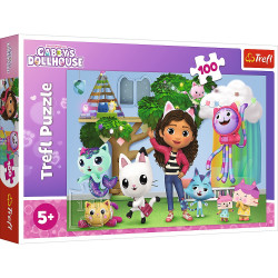 PUZZLE TREFL 100 GABBYS DOLLHOUSE PRIETENII LUI GABBY - Img 1