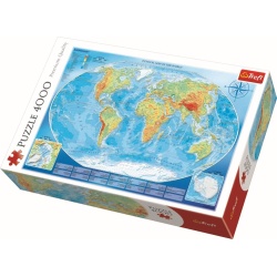 PUZZLE TREFL 4000 HARTA FIZICA A LUMII - Img 1