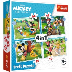 PUZZLE TREFL 4IN1 MICKEY MOUSE ZIUA DEOSEBITA - Img 1