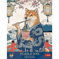 PUZZLE TREFL 500 PREMIUM PLUS PETS AS ART MEDITATIA CU PASTE A LUI SHIBA - Img 3