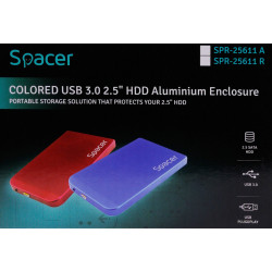 RACK extern SPACER, pt HDD/SSD, 2.5 inch, S-ATA, interfata PC USB 3.0, aluminiu, rosu, "SPR-25611R" - Img 5