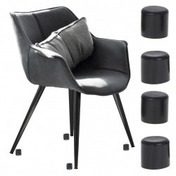 Set 4 buc. protectii anti-zgarieturi picioare scaun, diametru 19mm, culoare neagra - Img 1