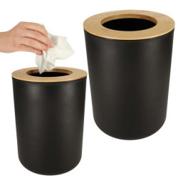 Set Elegant pentru baie format din 6 piese, ABS + lemn, culoare negru/maro - Img 10