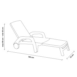 Sezlong de Plaja sau Gradina, reglabil, dimensiune 190 x 60 x 72 cm, material plastic, culoare Alb - Img 3