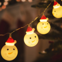Șir de lumină cu LED - om de zăpadă - 10 LED-uri - 1,1 metri - alb cald - 3 x AA - Img 1