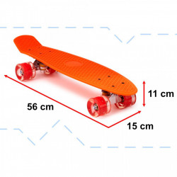 Skateboard Penny Board pentru copii cu roti din cauciuc, iluminate LED, culoare Orange - Img 3