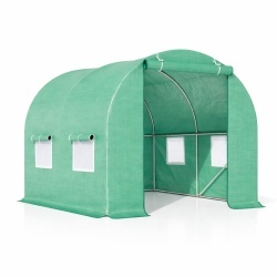 Solar de gradina, dimensiune 200x200x200cm, folie verde PE cu plasa 140g/mp UV, 1 usa, 4 ferestre, teava otel galvanizat de 19mm - Img 3