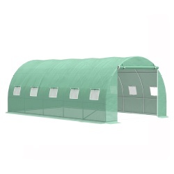 Solar de gradina, dimensiune 500x300x200cm, folie verde PE cu plasa 140g/mp UV, 1 usa, 10 ferestre, teava otel galvanizat de 19mm - Img 2