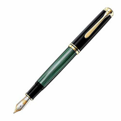 Stilou Pelikan Souveran M1000 M, penita aur 18K, accesorii placate cu aur 18K, corp negru-verde