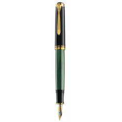 Stilou souveran m800 ef,penita aur18k,accesorii placate cu aur,corp negru-verde
