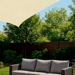 Umbrar de gradina triunghiular, impermeabil, culoare Bej, dimensiune 4 x 4 x 4 m - Img 9