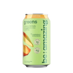 Be Amazing Greens Rtd Peach Mango Flavor, Bautura Revitalizanta Cu Superalimente Cu Aroma De Mango Si Piersica, 355 Ml