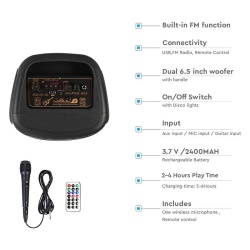 BOXA PORTABILA 2X6" 50W RMS BT/FM/AUX - Img 10
