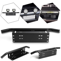 Bullbar aluminiu vopsit in camp electrostatic cu suport numar si proiectoare pentru vehicule offroad, culoare Neagra - Img 3