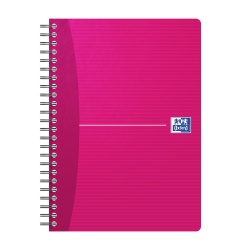 CAIET ORGANIZATOR OXFORD OFFICE ESSENTIALS, A5 90F, HARTIE OPTIK 90G/MP, SPIRA DUBLA, SCRIBZEE, COPERTA PLASTIFIATA FLEXIBILA, PEFC, ECOLABEL, MARGINE DUBLA SI ANTET, PAGINA INFO PERSONALE, DICTANDO, DIVERSE CULORI