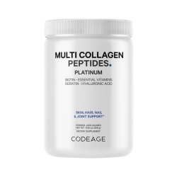 Codeage Platinum Multi Collagen Peptides, Peptide De Colagen Cu Biotina, Keratina Si Acid Hialuronic, 323 G