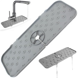 Covoras din silicon anti-picurator pentru lavoare, dimensiune 36,5 x 14 cm, culoare Gri - Img 3
