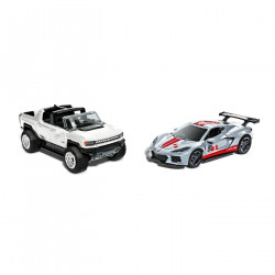 HOT WHEELS SET 2 MASINUTE METALICE PULL BACK GMC HUMMER EV SI CORVETTE C8R 1:43 - Img 2