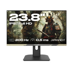 JAPANNEXT Monitor 23.8" IPS Full HD 200Hz 0.5ms Height & Tilt Adjustment, Speakers, 100% sRGB, G-Sync/FreeSync, Camo