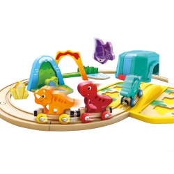Jucarie din lemn - Set tren si dinozauri (27 piese) - Img 4